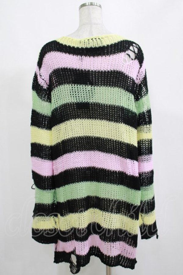 画像3: KILL STAR / Liqorice Knit Sweater M 黒×ピンク×ミント×イエロー H-25-03-10-041-SL-TO-KB-ZH (3)