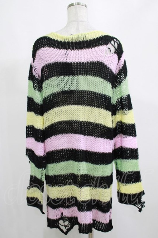 画像3: KILL STAR / Liqorice Knit Sweater M 黒×ピンク×ミント×イエロー H-25-03-10-043-SL-TO-KB-ZH (3)