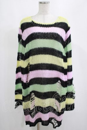 画像: KILL STAR / Liqorice Knit Sweater L 黒×ピンク×ミント×イエロー H-25-03-10-045-SL-TO-KB-ZH