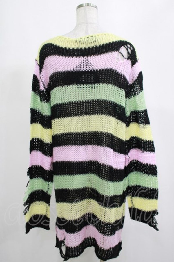 画像3: KILL STAR / Liqorice Knit Sweater L 黒×ピンク×ミント×イエロー H-25-03-10-045-SL-TO-KB-ZH (3)