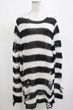 画像: KILL STAR / Pugsley Knit Sweater M 黒×白 H-25-03-10-046-SL-TO-KB-ZH