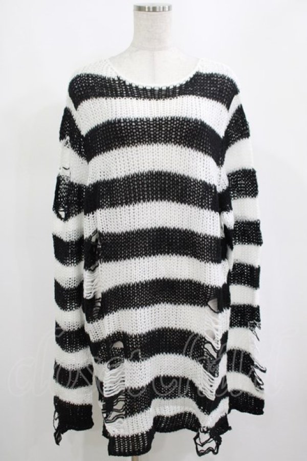 画像1: KILL STAR / Pugsley Knit Sweater M 黒×白 H-25-03-10-046-SL-TO-KB-ZH (1)