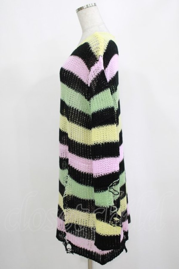 画像2: KILL STAR / Liqorice Knit Sweater L 黒×ピンク×ミント×イエロー H-25-03-10-047-SL-TO-KB-ZH (2)