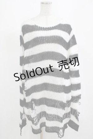 画像: KILL STAR / Pugsley Knit Sweater M 黒×白 H-25-03-10-048-SL-TO-KB-ZH