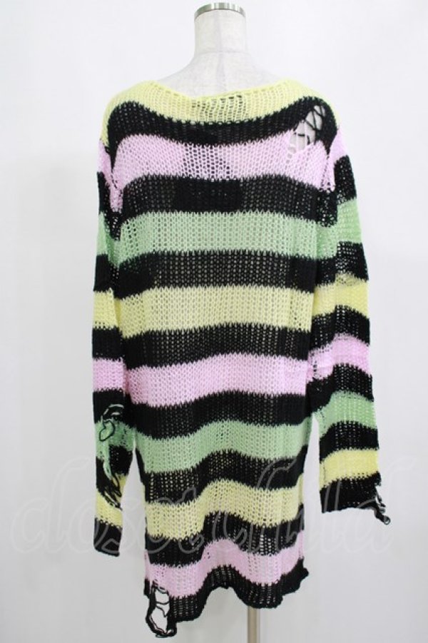 画像3: KILL STAR / Liqorice Knit Sweater L 黒×ピンク×ミント×イエロー H-25-03-10-049-SL-TO-KB-ZH (3)