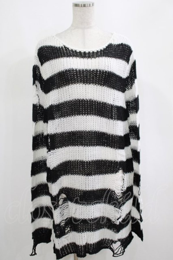 画像1: KILL STAR / Pugsley Knit Sweater M 黒×白 H-25-03-10-050-SL-TO-KB-ZH (1)