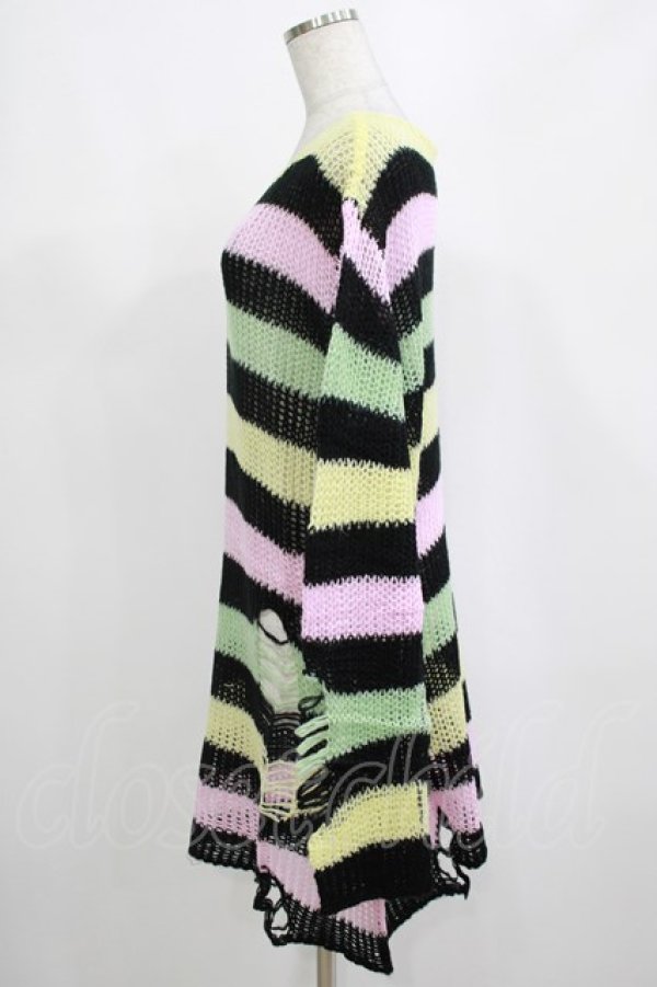 画像2: KILL STAR / Liqorice Knit Sweater L 黒×ピンク×ミント×イエロー H-25-03-10-051-SL-TO-KB-ZH (2)