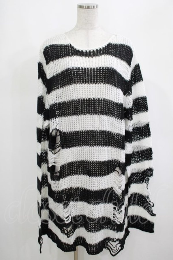 画像1: KILL STAR / Pugsley Knit Sweater XL 黒×白 H-25-03-10-052-SL-TO-KB-ZH (1)