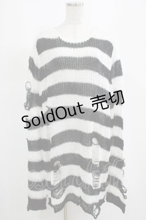 画像: KILL STAR / Pugsley Knit Sweater XXL 黒×白 H-25-03-10-054-SL-TO-KB-ZT056