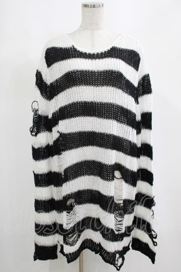 画像1: KILL STAR / Pugsley Knit Sweater XXL 黒×白 H-25-03-10-054-SL-TO-KB-ZH (1)