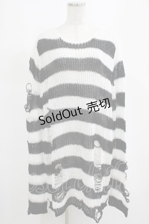 画像1: KILL STAR / Pugsley Knit Sweater XXL 黒×白 H-25-03-10-054-SL-TO-KB-ZT056 (1)