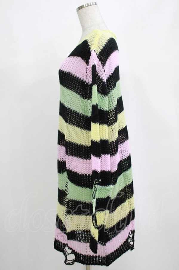 画像2: KILL STAR / Liqorice Knit Sweater L 黒×ピンク×ミント×イエロー H-25-03-10-055-SL-TO-KB-ZH (2)