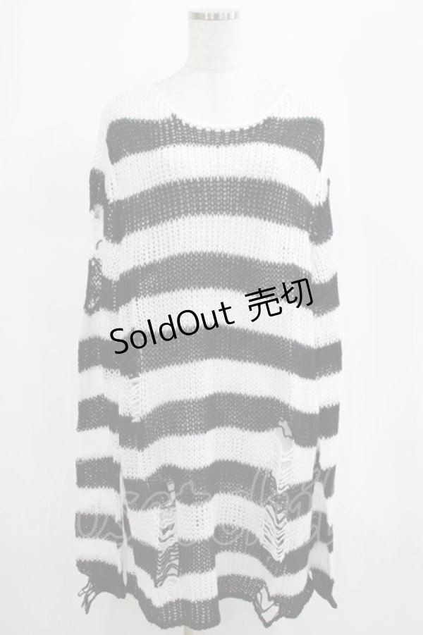 画像1: KILL STAR / Pugsley Knit Sweater XXL 黒×白 H-25-03-10-056-SL-TO-KB-ZI (1)