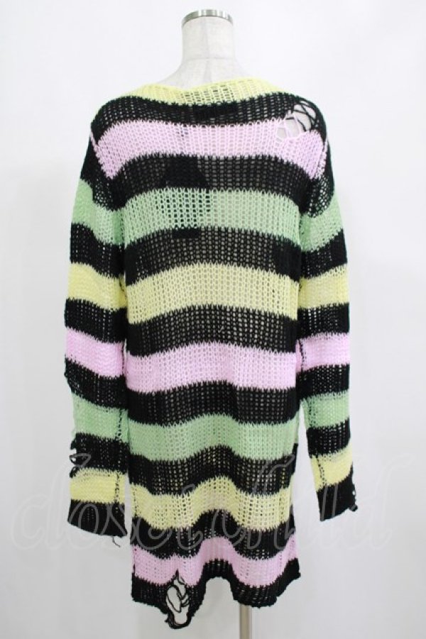 画像3: KILL STAR / Liqorice Knit Sweater XS 黒×ピンク×ミント×イエロー H-25-03-10-005-SL-TO-KB-ZH (3)