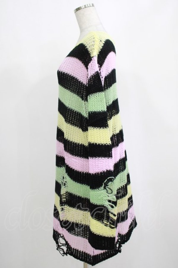 画像2: KILL STAR / Liqorice Knit Sweater L 黒×ピンク×ミント×イエロー H-25-03-10-057-SL-TO-KB-ZH (2)