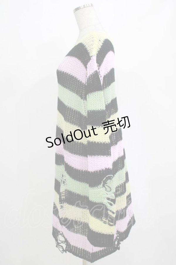 画像2: KILL STAR / Liqorice Knit Sweater L 黒×ピンク×ミント×イエロー H-25-03-10-057-SL-TO-KB-ZH (2)