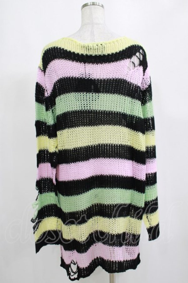 画像3: KILL STAR / Liqorice Knit Sweater L 黒×ピンク×ミント×イエロー H-25-03-10-057-SL-TO-KB-ZH (3)