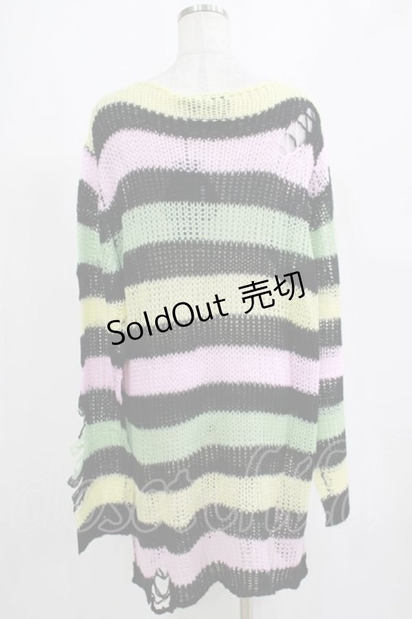 画像3: KILL STAR / Liqorice Knit Sweater L 黒×ピンク×ミント×イエロー H-25-03-10-057-SL-TO-KB-ZH (3)