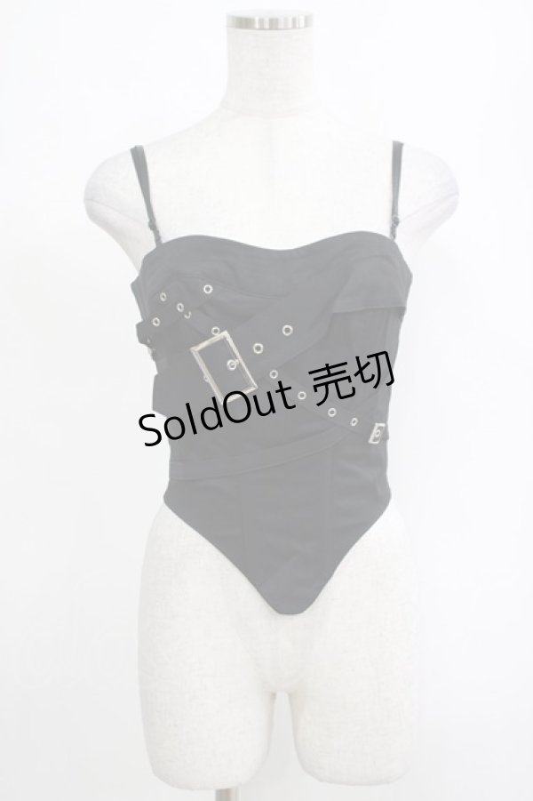 画像1: DARK IN LOVE / Punk metal crop corset XS ブラック H-25-03-10-058-PU-TO-KB-ZH (1)