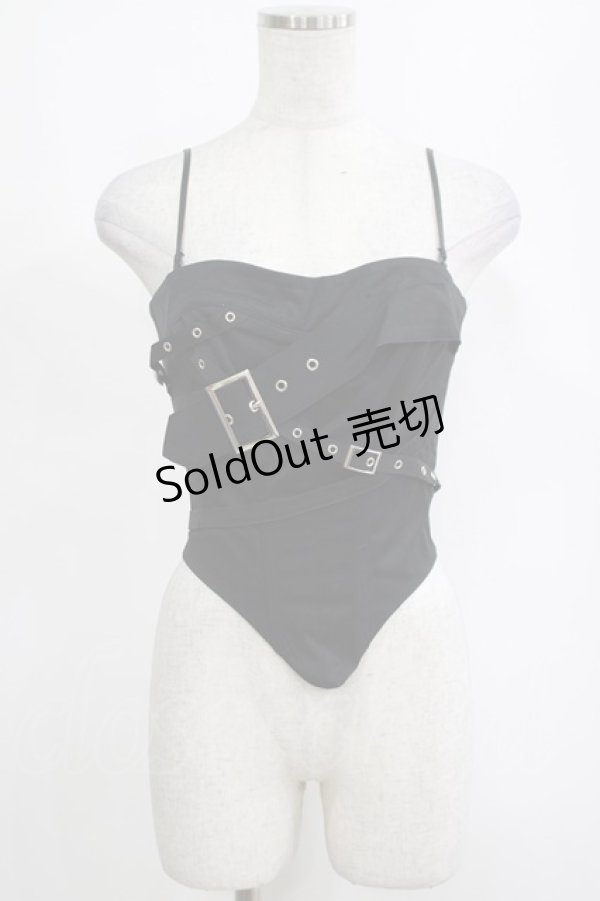 画像1: DARK IN LOVE / Punk metal crop corset XS ブラック H-25-03-10-060-PU-TO-KB-ZH (1)
