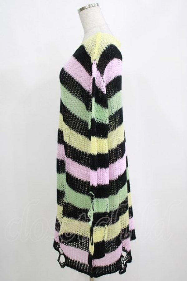 画像2: KILL STAR / Liqorice Knit Sweater L 黒×ピンク×ミント×イエロー H-25-03-10-064-SL-TO-KB-ZH (2)