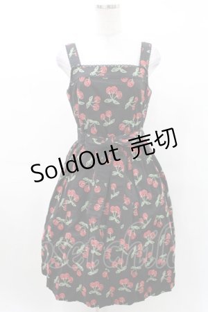 画像: Jane Marple / チェリー刺繍ジャンパースカート M ブラック H-25-03-10-1006-JM-OP-KB-ZH