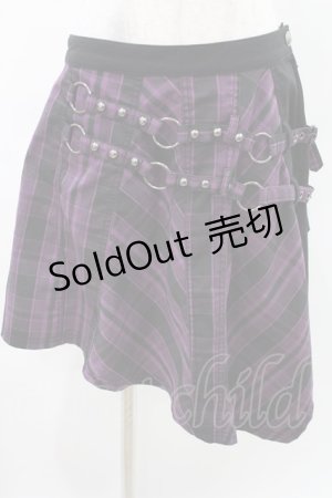 画像: ALGONQUINS / チェックアシメスカート F 紫 H-25-03-10-1013-AL-SK-KB-ZH