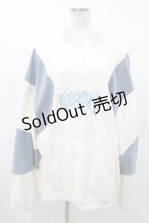 画像: REFLEM / 切替フリースハーフZIPプルオーバー 白×ライトブルー FREE H-25-03-10-1020-PU-JA-KB-ZT210