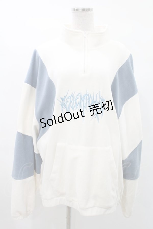 画像1: REFLEM / 切替フリースハーフZIPプルオーバー 白×ライトブルー FREE H-25-03-10-1020-PU-JA-KB-ZT210 (1)