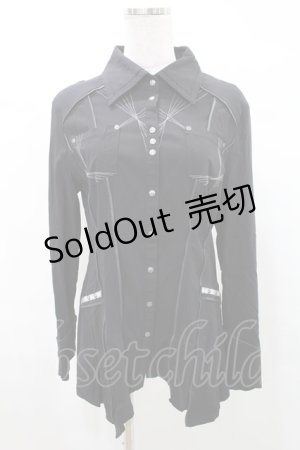画像: Ozz Croce / ステッチラインパイピングブラウス  黒 H-25-03-10-1023-OO-BL-KB-ZH