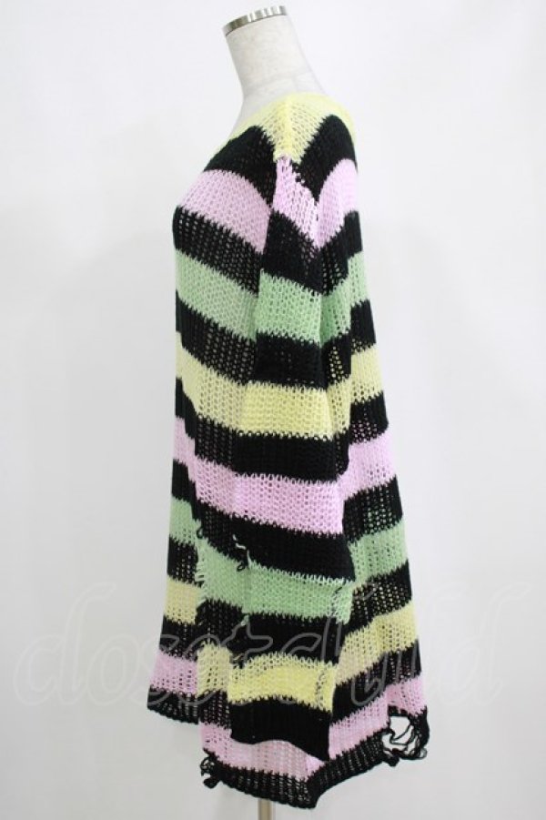画像2: KILL STAR / Liqorice Knit Sweater L 黒×ピンク×ミント×イエロー H-25-03-10-068-SL-TO-KB-ZT206 (2)