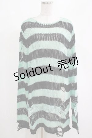 画像: KILL STAR / After Eight Knit Sweater S 黒×ミントグリーン H-25-03-10-069-SL-TO-KB-ZI
