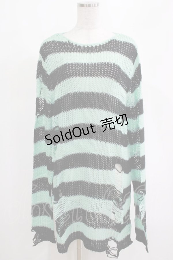 画像1: KILL STAR / After Eight Knit Sweater S 黒×ミントグリーン H-25-03-10-069-SL-TO-KB-ZI (1)
