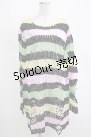 画像: KILL STAR / Liqorice Knit Sweater L 黒×ピンク×ミント×イエロー H-25-03-10-070-SL-TO-KB-ZY