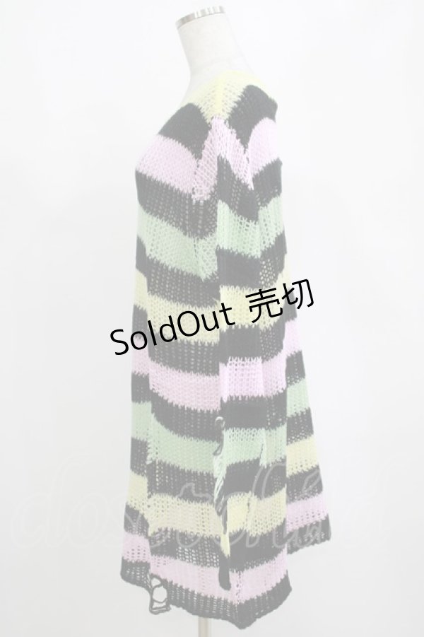画像2: KILL STAR / Liqorice Knit Sweater L 黒×ピンク×ミント×イエロー H-25-03-10-070-SL-TO-KB-ZY (2)
