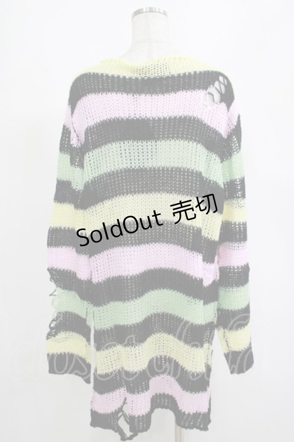 画像3: KILL STAR / Liqorice Knit Sweater L 黒×ピンク×ミント×イエロー H-25-03-10-070-SL-TO-KB-ZY (3)