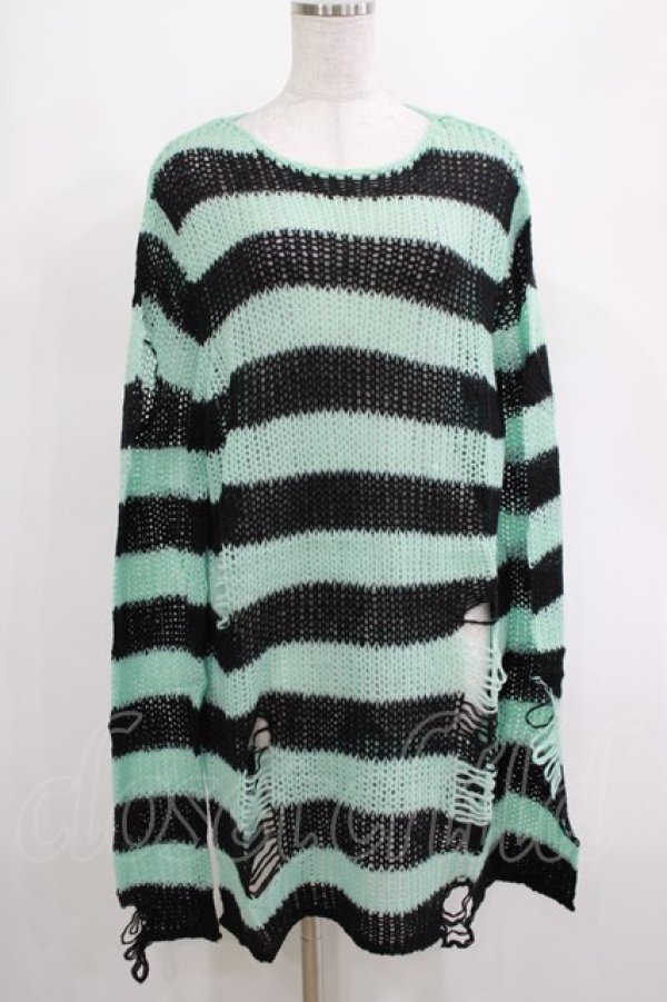 画像1: KILL STAR / After Eight Knit Sweater S 黒×ミントグリーン H-25-03-10-071-SL-TO-KB-ZT206 (1)