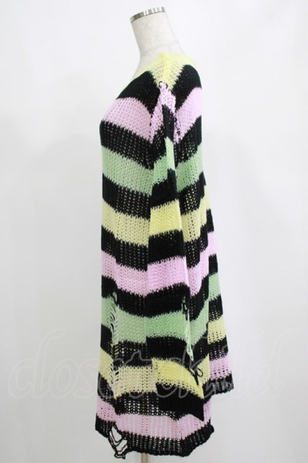 画像2: KILL STAR / Liqorice Knit Sweater L 黒×ピンク×ミント×イエロー H-25-03-10-072-SL-TO-KB-ZH (2)