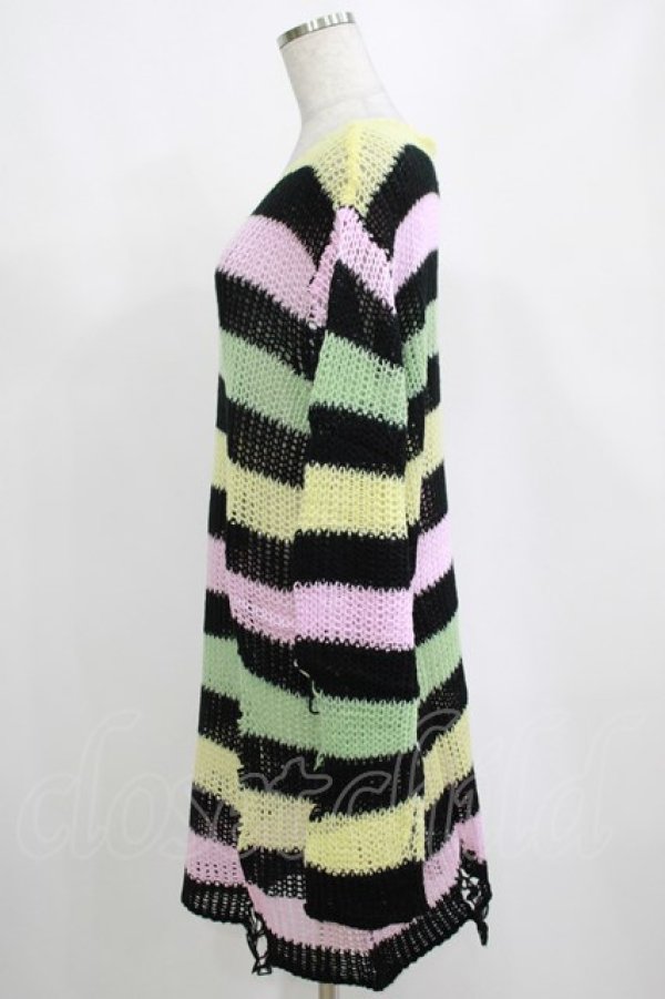 画像2: KILL STAR / Liqorice Knit Sweater L 黒×ピンク×ミント×イエロー H-25-03-10-076-SL-TO-KB-ZH (2)