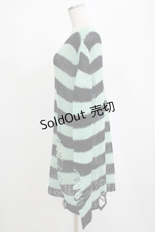 画像2: KILL STAR / After Eight Knit Sweater S 黒×ミントグリーン H-25-03-10-077-SL-TO-KB-ZY (2)