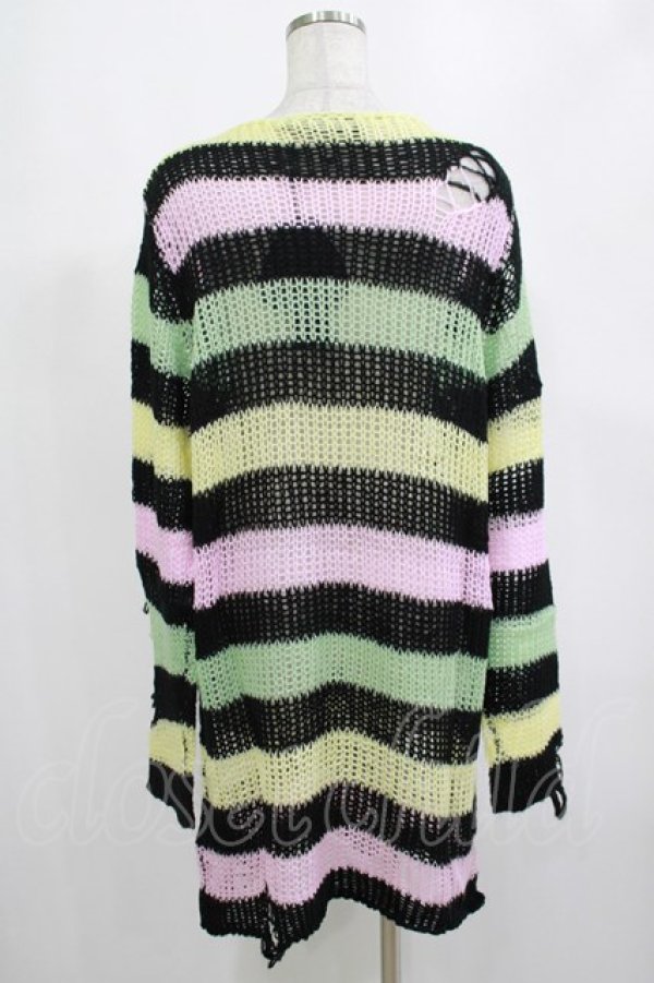 画像3: KILL STAR / Liqorice Knit Sweater XS 黒×ピンク×ミント×イエロー H-25-03-10-008-SL-TO-KB-ZH (3)