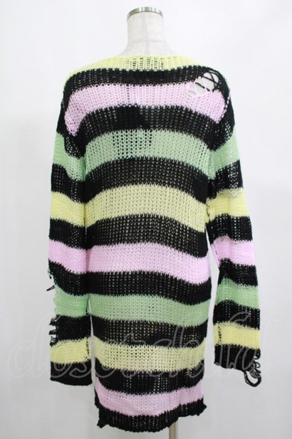 画像3: KILL STAR / Liqorice Knit Sweater XS 黒×ピンク×ミント×イエロー H-25-03-10-009-SL-TO-KB-ZH (3)