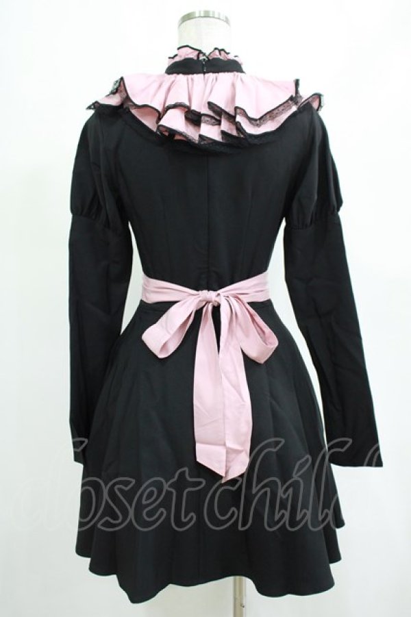 画像3: DARK IN LOVE / Gothic lolita pink ruffle neck princess dress XS ブラック×ピンク H-25-03-10-001-PU-OP-KB-ZH (3)