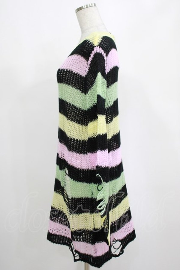 画像2: KILL STAR / Liqorice Knit Sweater XS 黒×ピンク×ミント×イエロー H-25-03-10-012-SL-TO-KB-ZH (2)