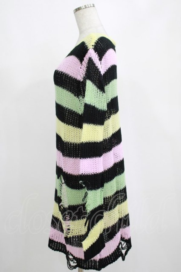 画像2: KILL STAR / Liqorice Knit Sweater S 黒×ピンク×ミント×イエロー H-25-03-10-014-SL-TO-KB-ZT206 (2)
