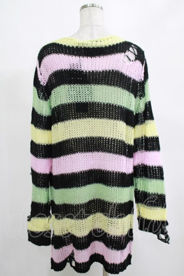 画像3: KILL STAR / Liqorice Knit Sweater S 黒×ピンク×ミント×イエロー H-25-03-10-014-SL-TO-KB-ZT206 (3)
