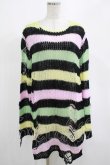 画像1: KILL STAR / Liqorice Knit Sweater M 黒×ピンク×ミント×イエロー H-25-03-10-015-SL-TO-KB-ZY (1)