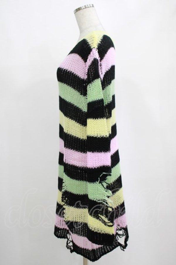 画像2: KILL STAR / Liqorice Knit Sweater M 黒×ピンク×ミント×イエロー H-25-03-10-015-SL-TO-KB-ZY (2)