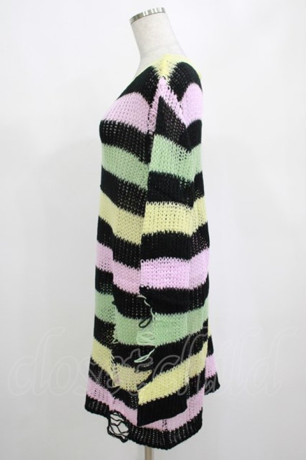 画像2: KILL STAR / Liqorice Knit Sweater S 黒×ピンク×ミント×イエロー H-25-03-10-017-SL-TO-KB-ZY (2)