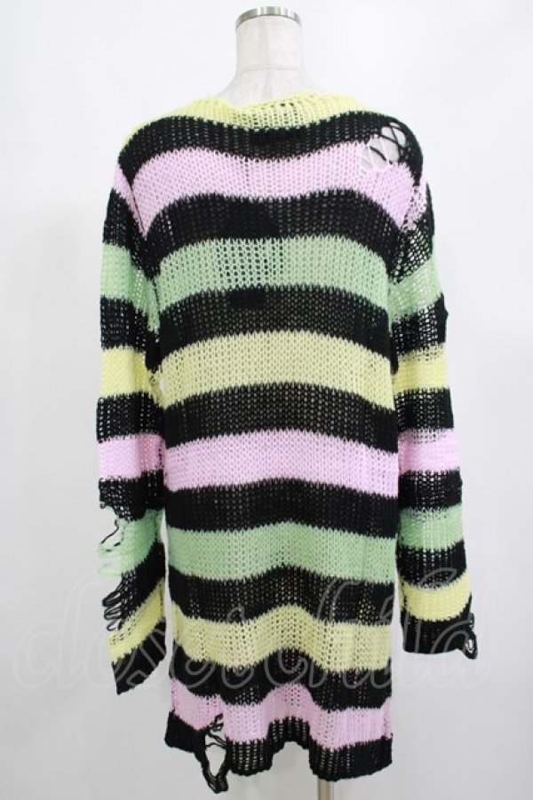 画像3: KILL STAR / Liqorice Knit Sweater M 黒×ピンク×ミント×イエロー H-25-03-10-018-SL-TO-KB-ZH (3)